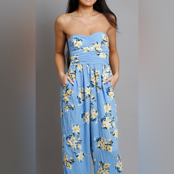 Band of Gypsies Pants - Band of Gypsies Blue Floral Jumpsuit Size XS NWT